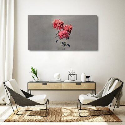 Pink flowers on a gray background Print on canvas
