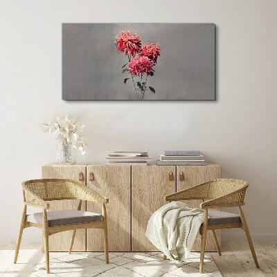 Pink flowers on a gray background Print on canvas