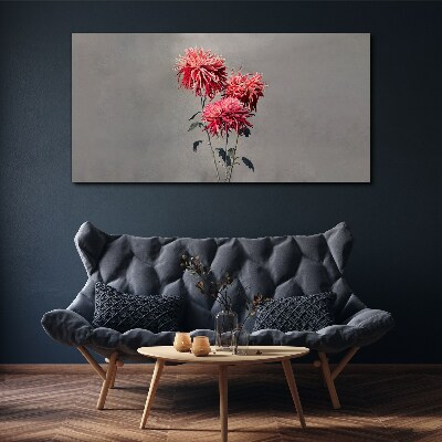 Pink flowers on a gray background Print on canvas