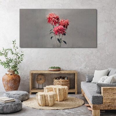 Pink flowers on a gray background Print on canvas