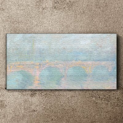 Bridge in the morning fog Canvas wall art