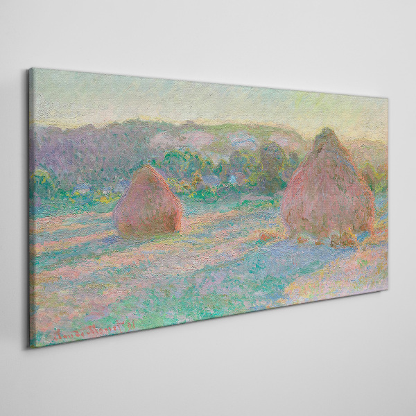 Hay harvest in the morning light Canvas wall art
