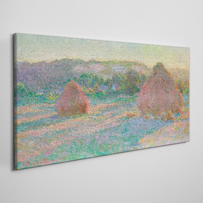 Hay harvest in the morning light Canvas wall art