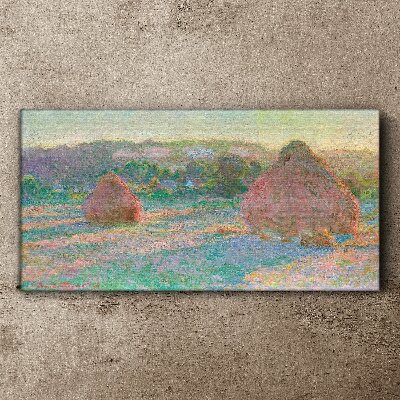 Hay harvest in the morning light Canvas wall art