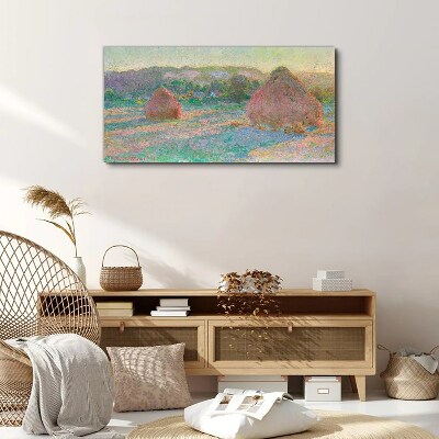 Hay harvest in the morning light Canvas wall art