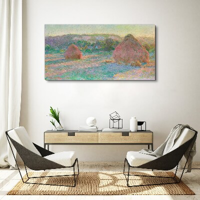 Hay harvest in the morning light Canvas wall art