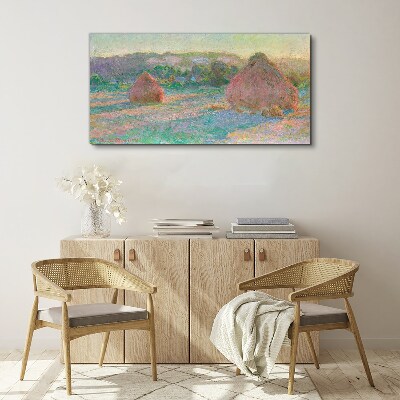 Hay harvest in the morning light Canvas wall art