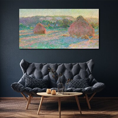 Hay harvest in the morning light Canvas wall art
