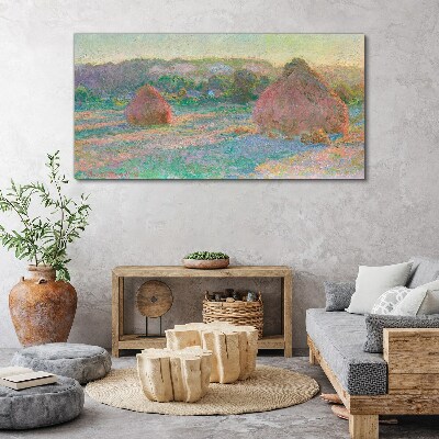 Hay harvest in the morning light Canvas wall art