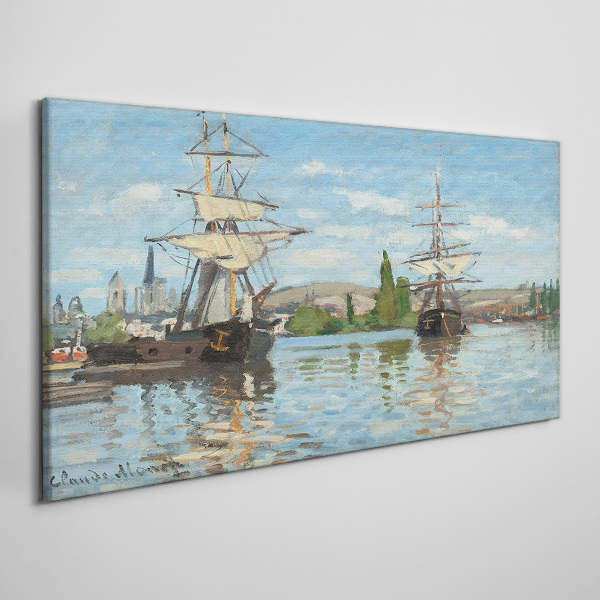 Sailing ships on the river Canvas wall art