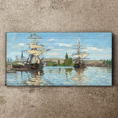 Sailing ships on the river Canvas wall art