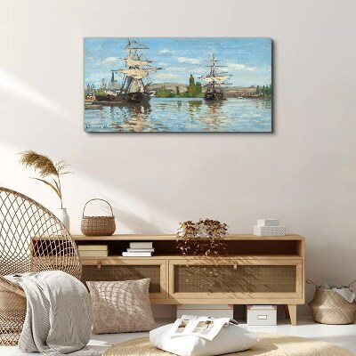 Sailing ships on the river Canvas wall art