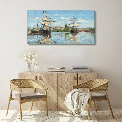 Sailing ships on the river Canvas wall art