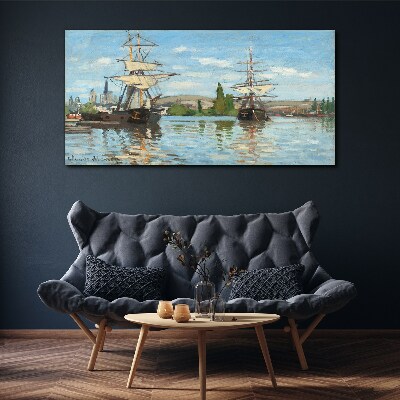 Sailing ships on the river Canvas wall art