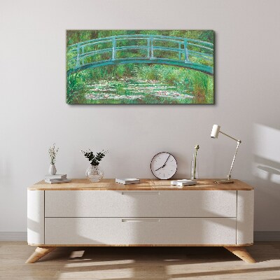 A bridge over the pond Print on canvas