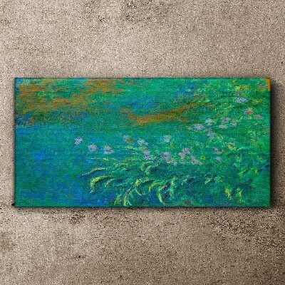 Green landscape with flowers Canvas wall art