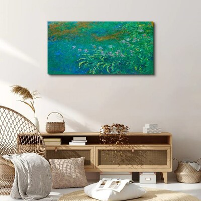 Green landscape with flowers Canvas wall art