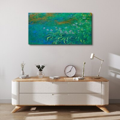 Green landscape with flowers Canvas wall art