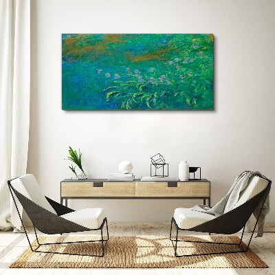 Green landscape with flowers Canvas wall art