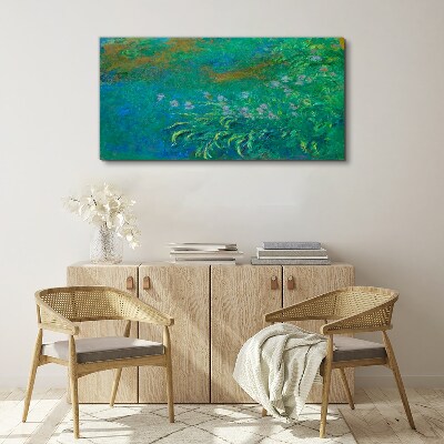 Green landscape with flowers Canvas wall art
