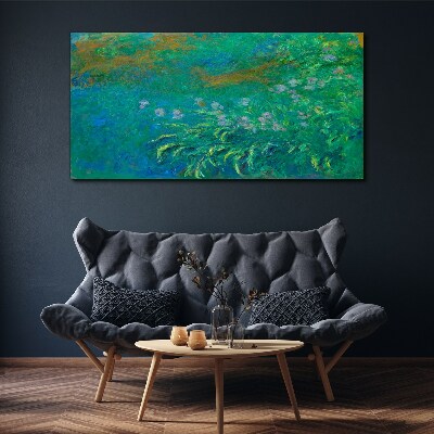 Green landscape with flowers Canvas wall art