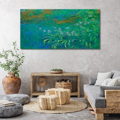 Green landscape with flowers Canvas wall art