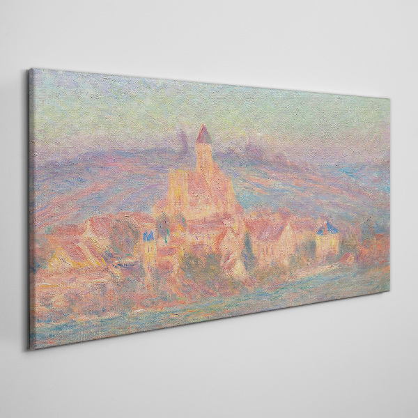 Misty landscape with a castle Canvas wall art