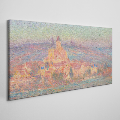 Misty landscape with a castle Canvas wall art