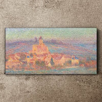 Misty landscape with a castle Canvas wall art