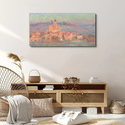Misty landscape with a castle Canvas wall art