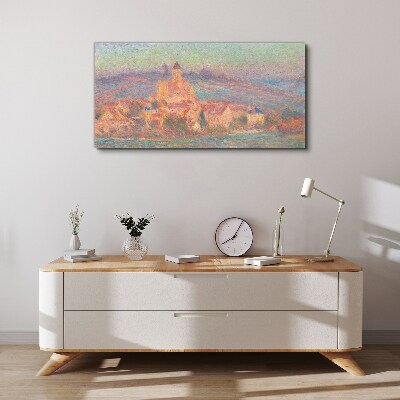 Misty landscape with a castle Canvas wall art