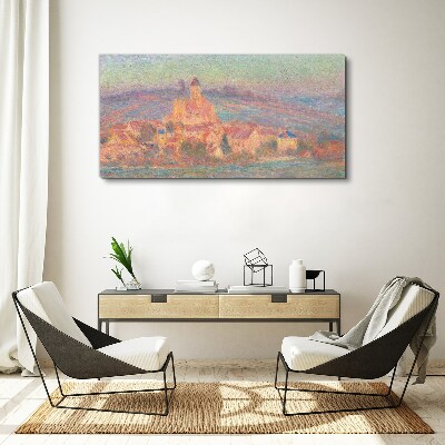 Misty landscape with a castle Canvas wall art