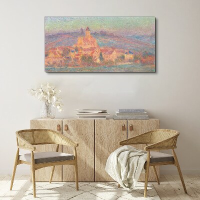 Misty landscape with a castle Canvas wall art