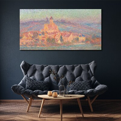 Misty landscape with a castle Canvas wall art