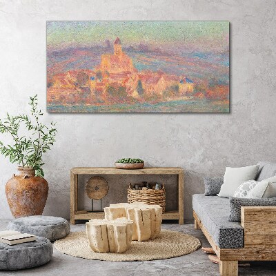 Misty landscape with a castle Canvas wall art