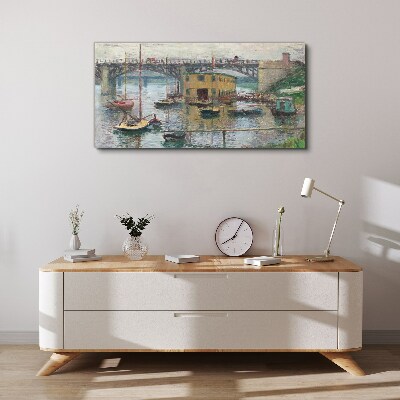 A peaceful port in pastel colors Canvas wall art