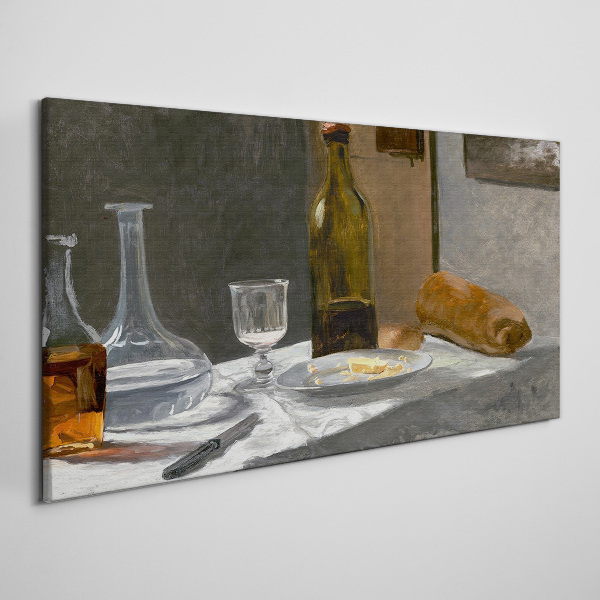 Still life with bottles and glass Print on canvas