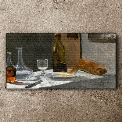 Still life with bottles and glass Print on canvas