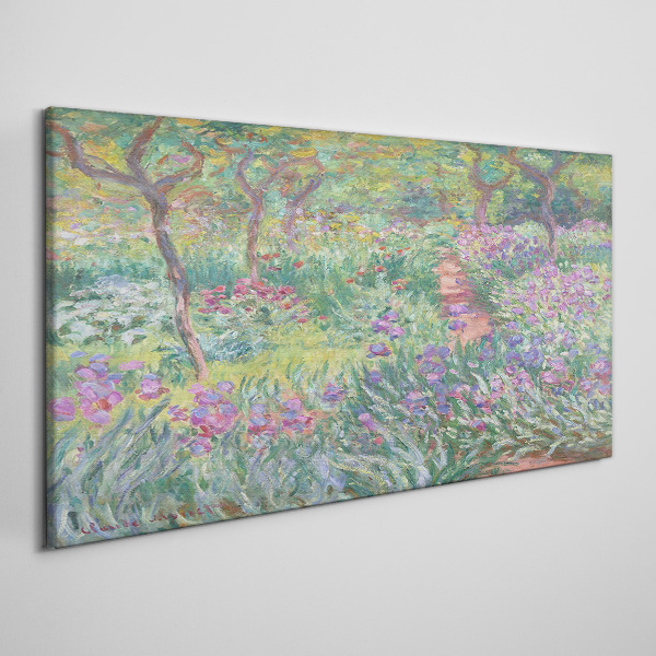 Flower garden in the spring sun Canvas wall art