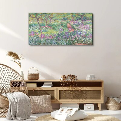 Flower garden in the spring sun Canvas wall art