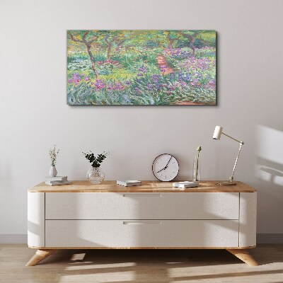 Flower garden in the spring sun Canvas wall art