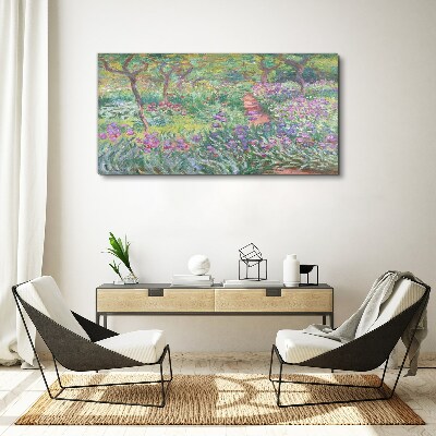 Flower garden in the spring sun Canvas wall art