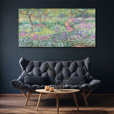 Flower garden in the spring sun Canvas wall art