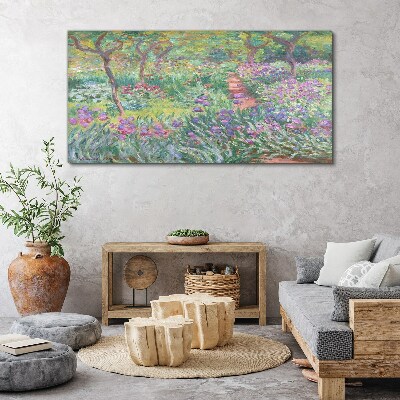 Flower garden in the spring sun Canvas wall art