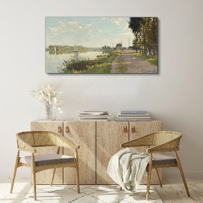A peaceful landscape by the river Print on canvas