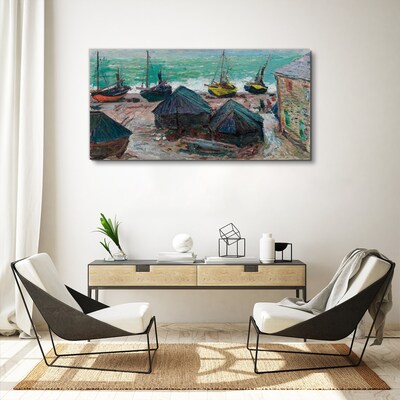 Sea port with boats Canvas wall art