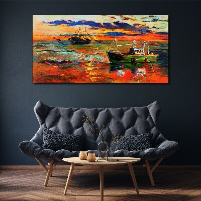 Ocean ships sky Canvas Wall art