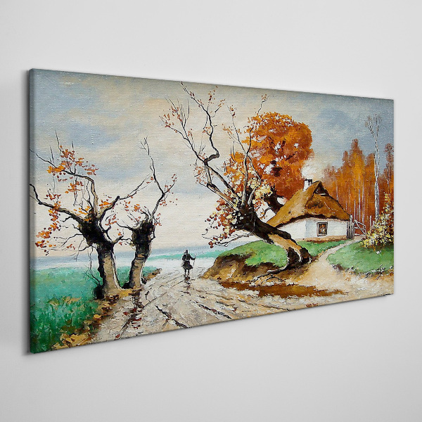 Autumn scenery with a country house Print on canvas