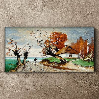Autumn scenery with a country house Print on canvas