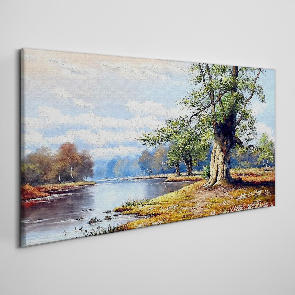 A peaceful landscape by the river Canvas wall art